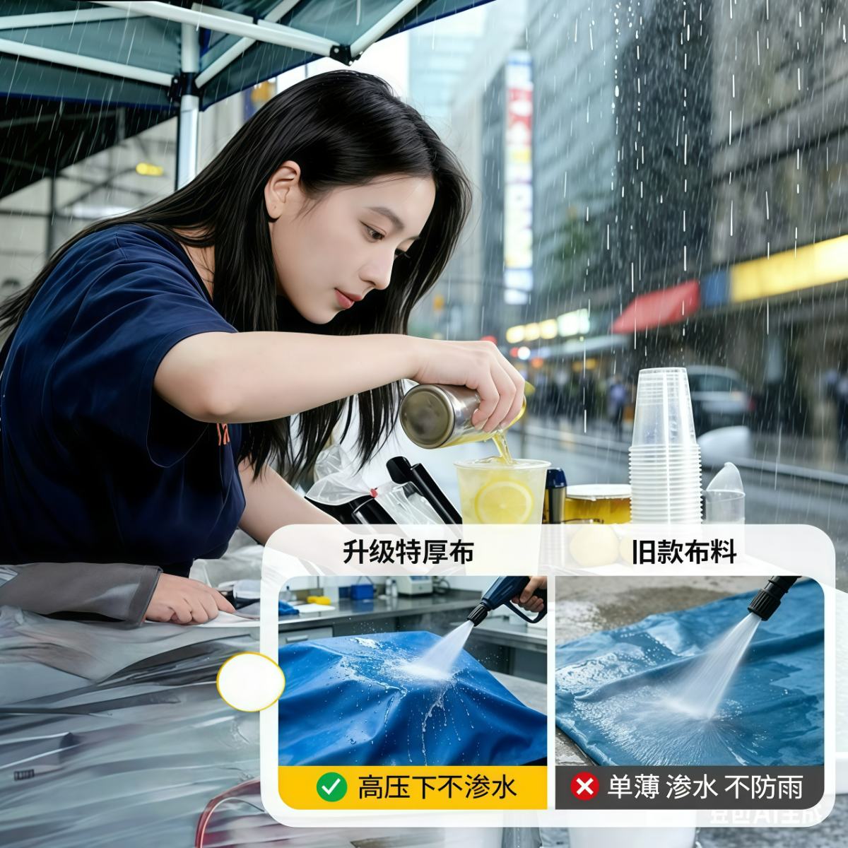 武汉雨具网·四脚帐篷加厚四角雨棚大伞户外遮阳棚摆摊用折叠伸缩式棚子防雨篷·产品图4