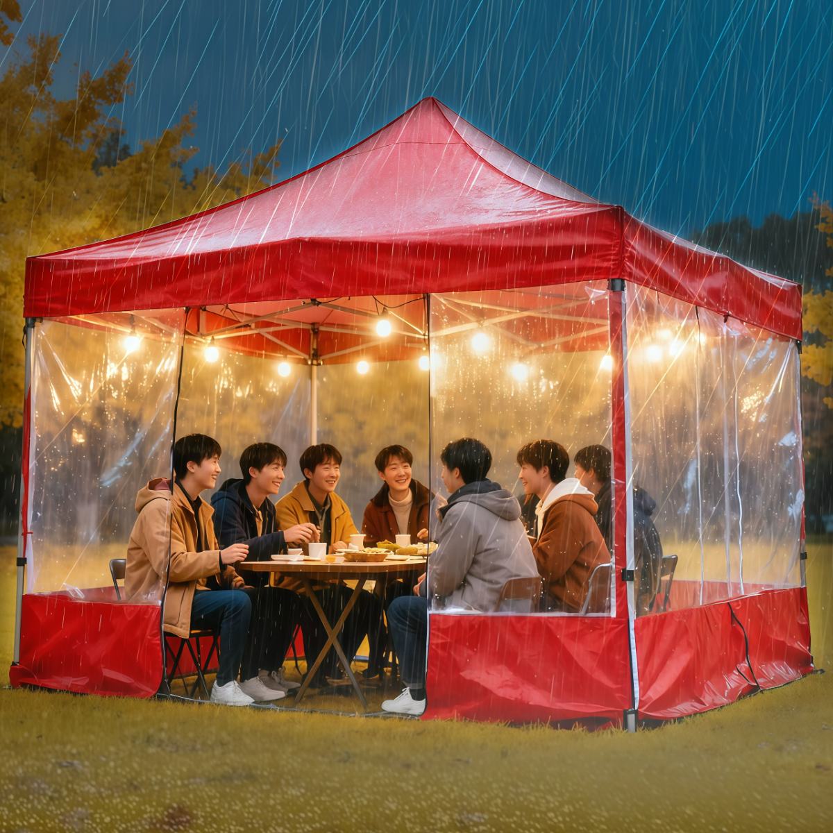 摆摊专用帐篷四角防风加厚透明围挡风防雨户外棚子折叠式