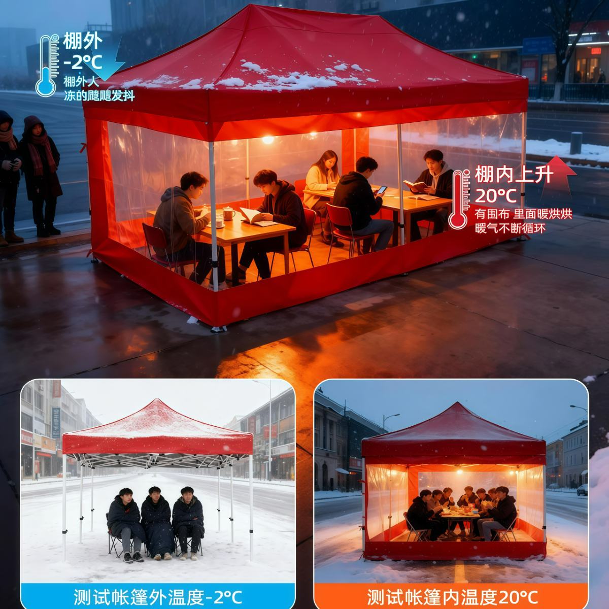 武汉雨具网·摆摊专用帐篷四角防风加厚透明围挡风防雨户外棚子折叠式·产品图2