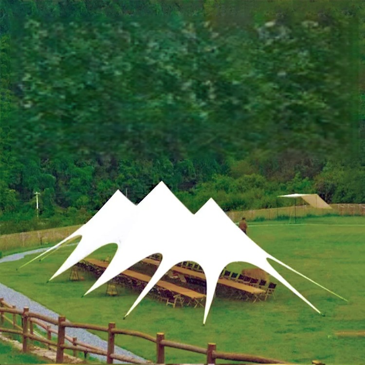武汉雨具网·户外露营超大型营地用万重山防晒防雨单峰双峰三峰帐篷天幕·产品图3
