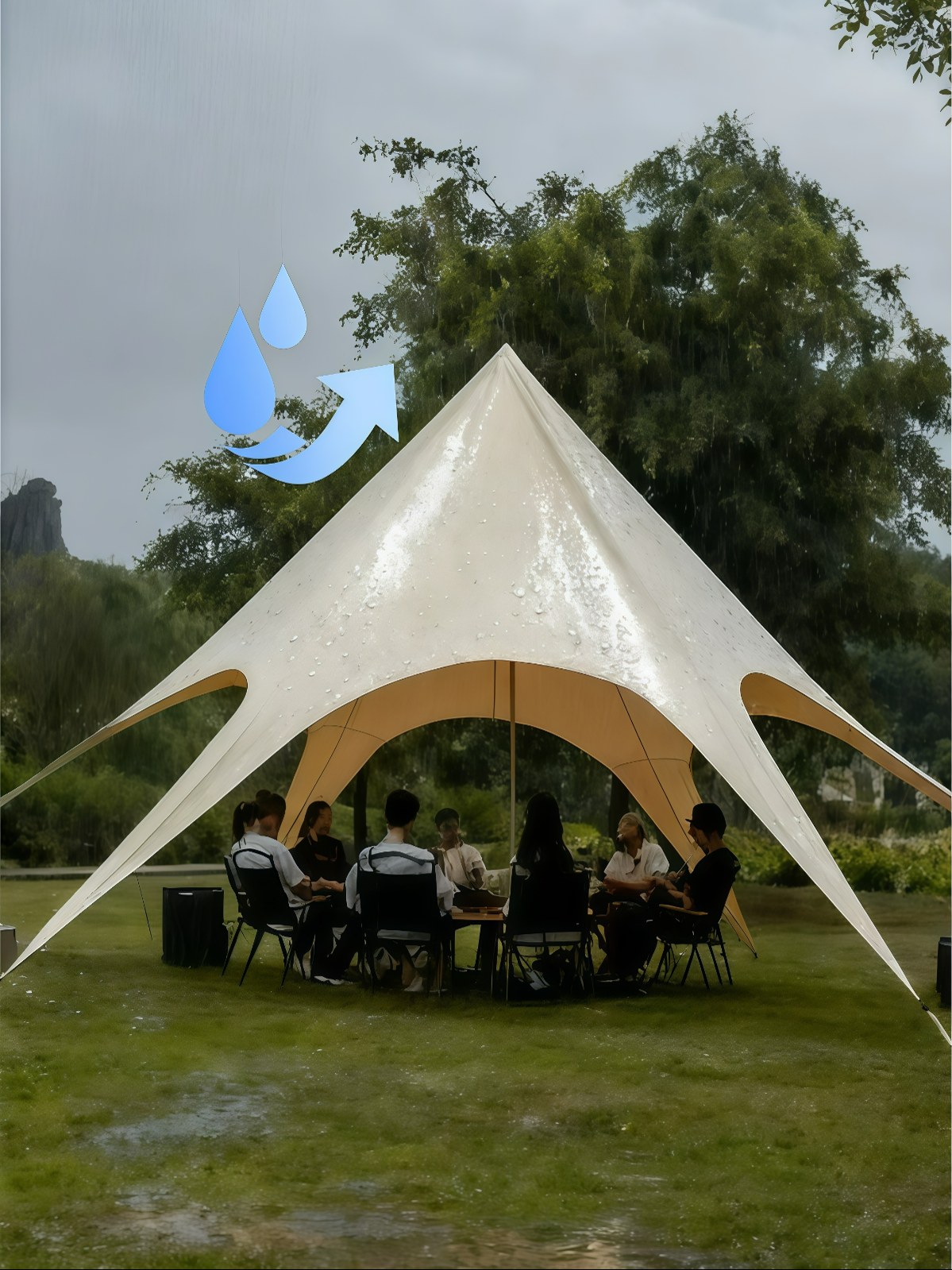 户外露营超大型营地用万重山防晒防雨单峰双峰三峰帐篷天幕 - 详情图
