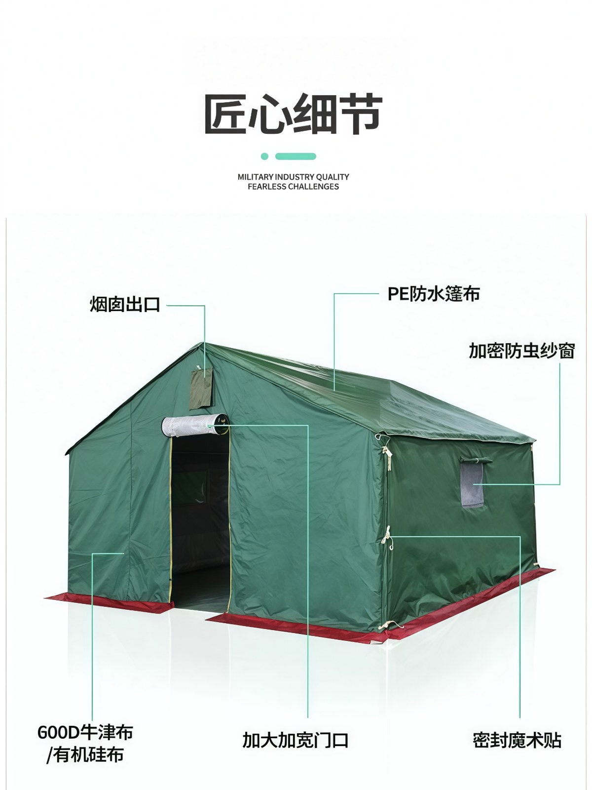 户外施工工程工地帆布防雨应急救灾民用加厚防寒保暖军工棉帐篷 - 详情图