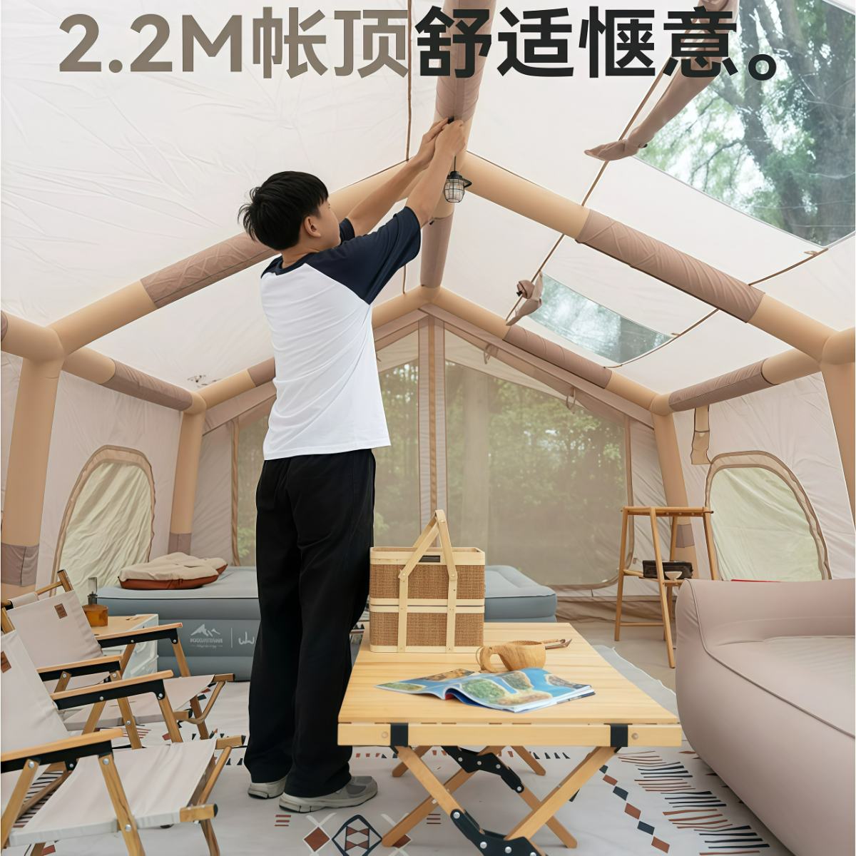武汉雨具网·自动充气帐篷户外露营野营过夜便携式折叠防暴雨加厚大型装备全套·产品图3