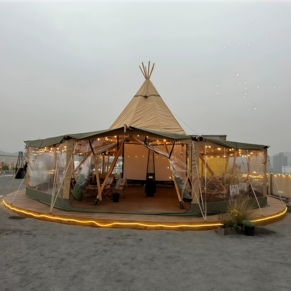 武汉雨具网·印第安金字塔大草帽餐厅野奢营地露营会展景区莫西干Tipi户外帐篷·产品图3