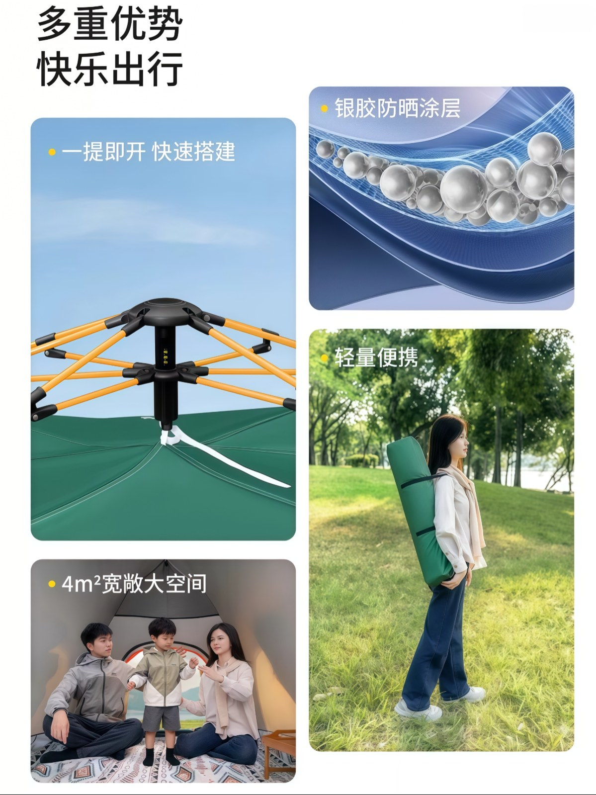 帐篷户外折叠便携式全自动加厚防雨遮阳野营过夜速开露营 - 详情图