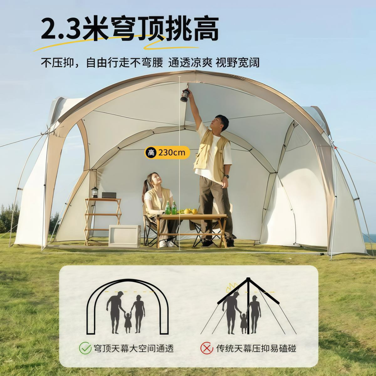 武汉雨具网·穹顶天幕帐篷户外露营凉棚遮阳伞便携式防雨防晒遮阳棚·产品图3