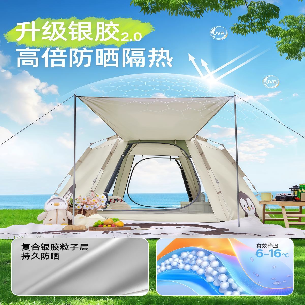 武汉雨具网·户外便携式折叠2026新款全自动露营装备全套过夜防雨·产品图2