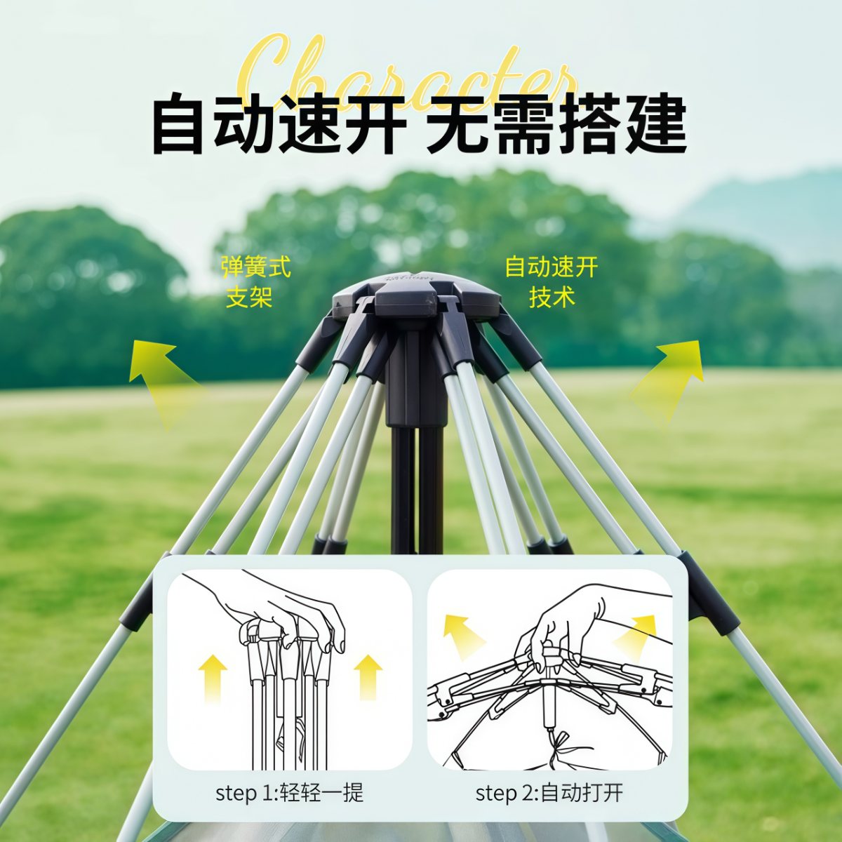 武汉雨具网·户外帐篷全自动速开便携式折叠防风防晒加厚野营过夜露营装备全套·产品图2