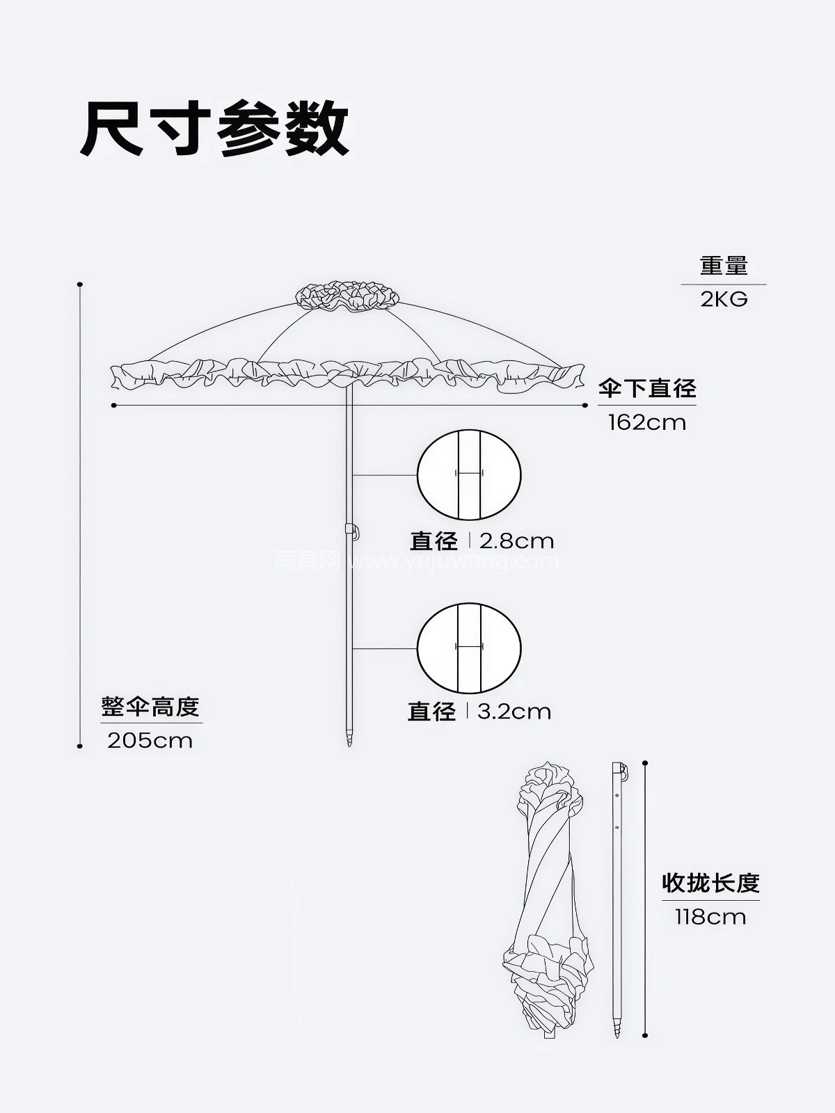小清晰花边伞户外防晒遮阳太阳伞拍照网红装饰氛围感大雨伞摆摊伞 - 详情图
