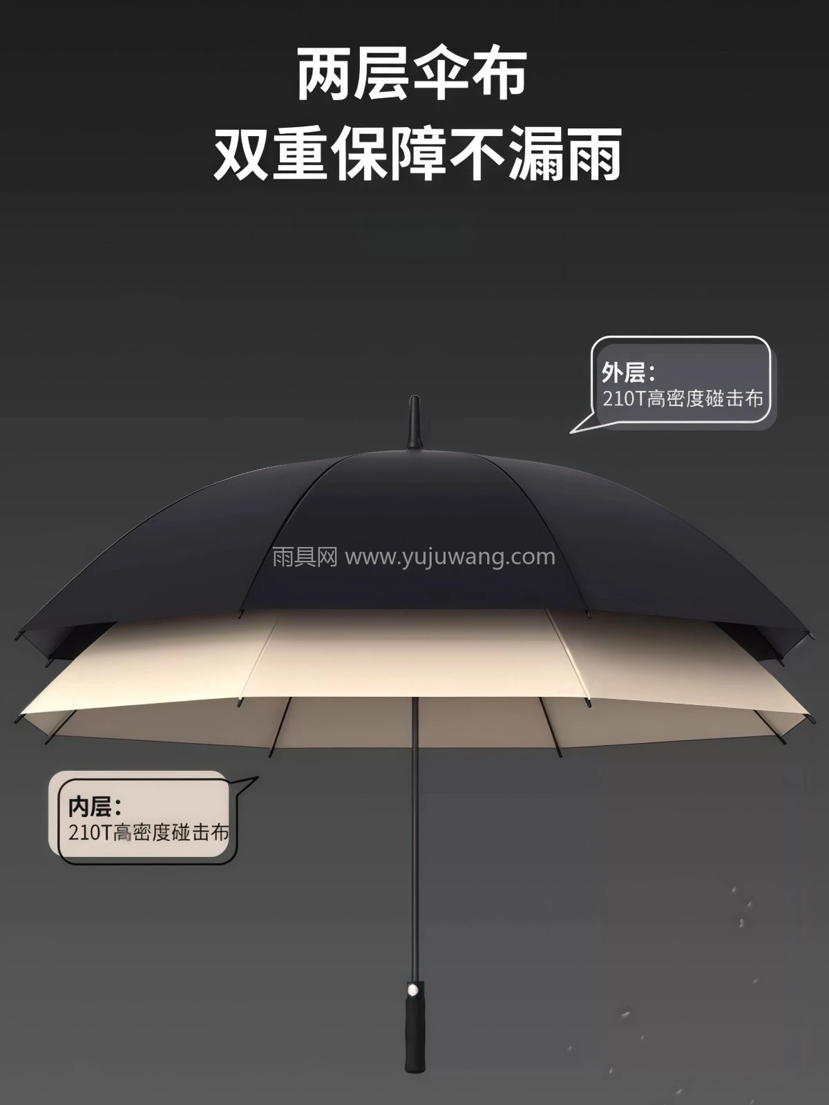 双层自动长柄雨伞大号男士加固加厚双人三人超大号暴雨专用伞定制 - 详情图