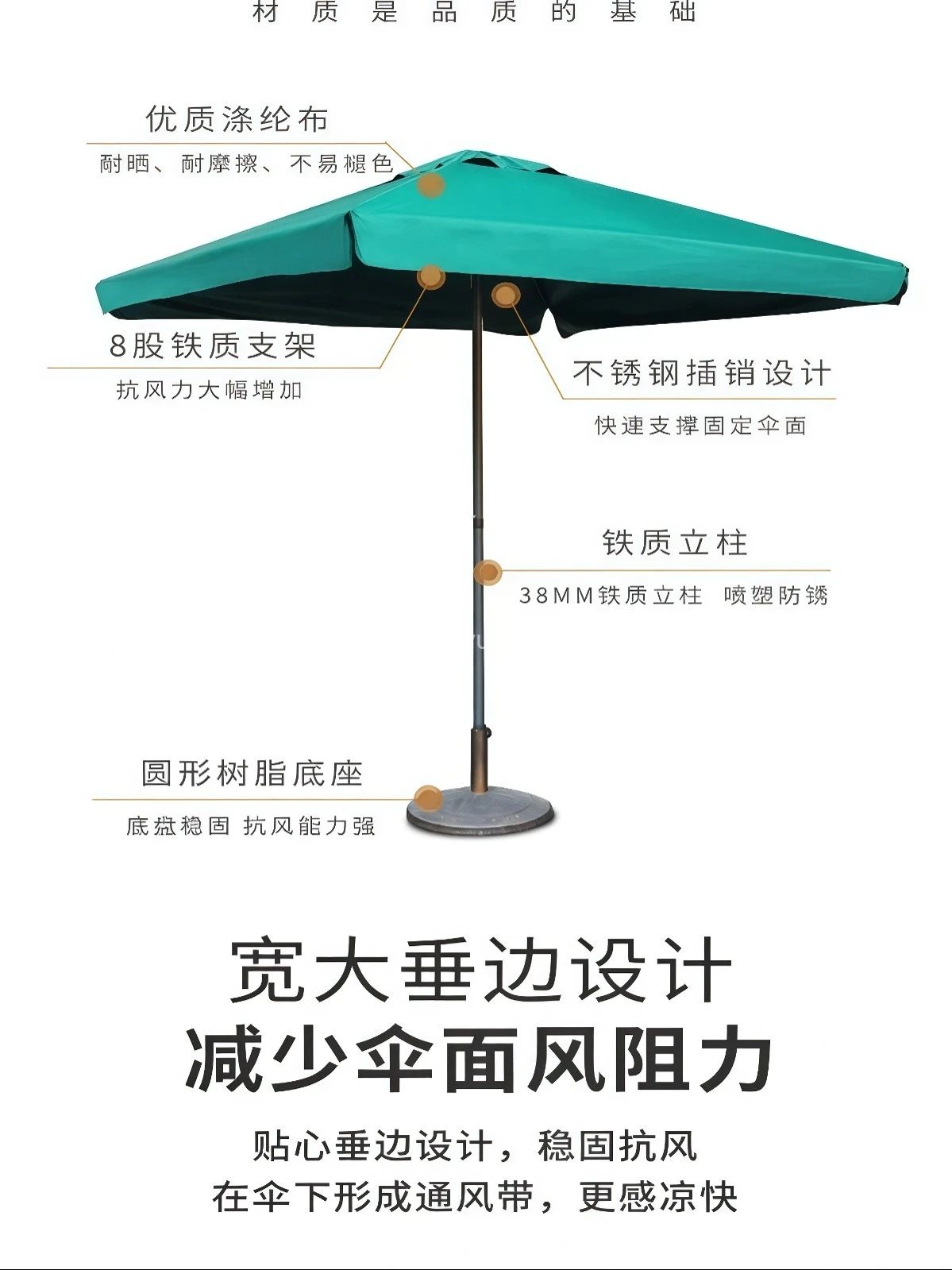 户外遮阳伞庭院花园太阳伞露天阳台大伞民宿网红咖啡厅室外中柱伞 - 详情图