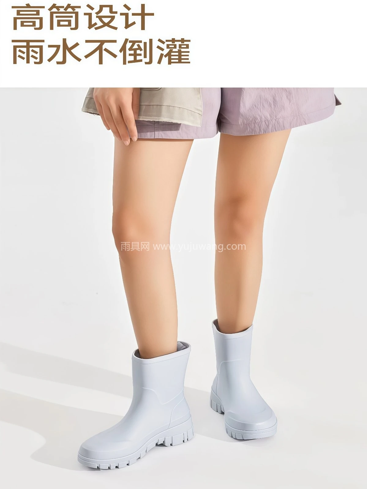 防水防滑雨鞋女露营雨靴中筒长靴子胶鞋水鞋靴子女士户外水靴 - 详情图