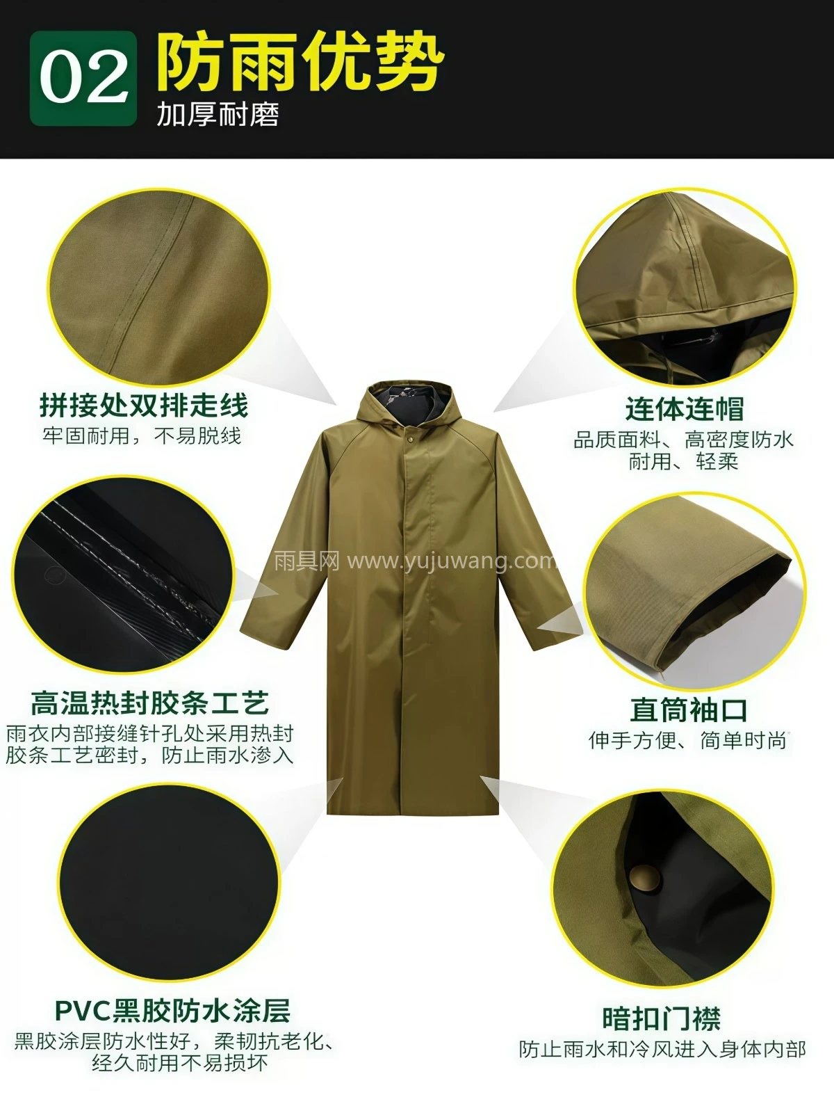 户外劳保帆布雨衣连体加厚防暴雨耐磨长款分体式套装成人 - 详情图