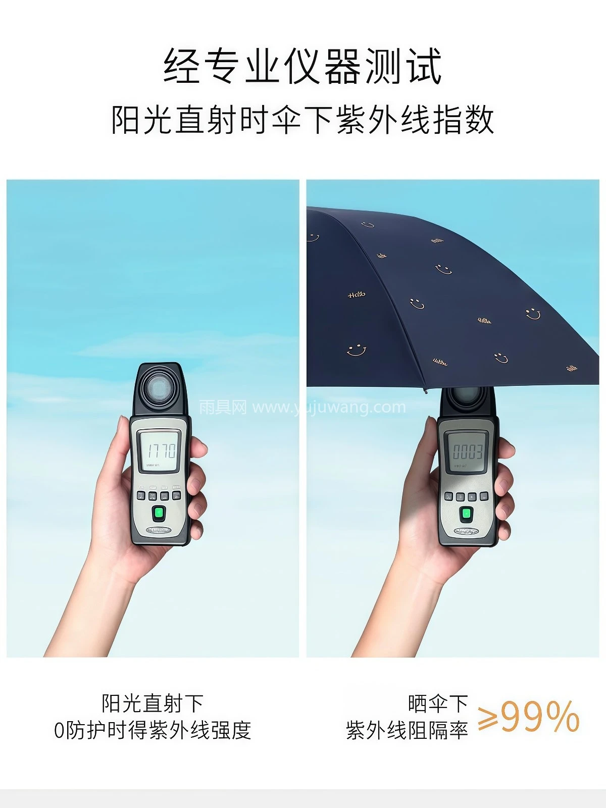 黑胶防晒防紫外线遮阳伞烫金三折折叠轻巧便携晴雨伞女正品 - 详情图