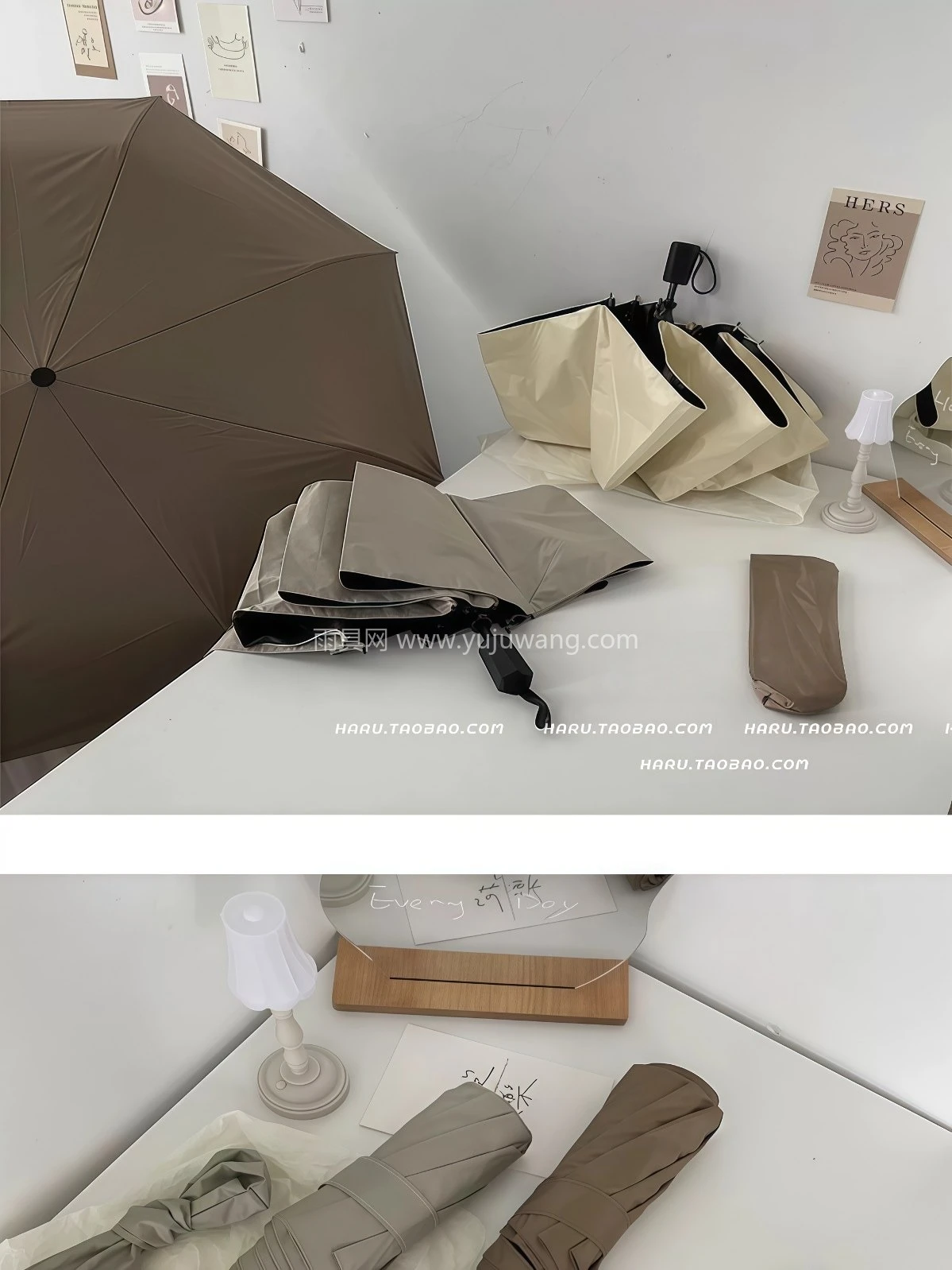 气质款~禁欲系太阳伞手动晴雨伞两用复古折叠遮阳伞女 - 详情图