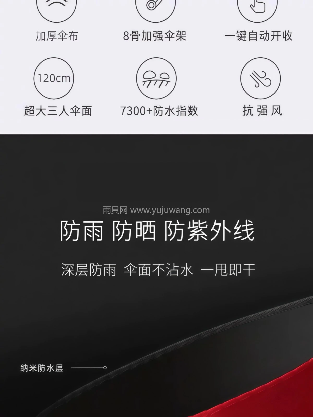 雨伞长柄男士大号自动加固暴雨结实抗风黑色商务定制直杆伞男定制 - 详情图