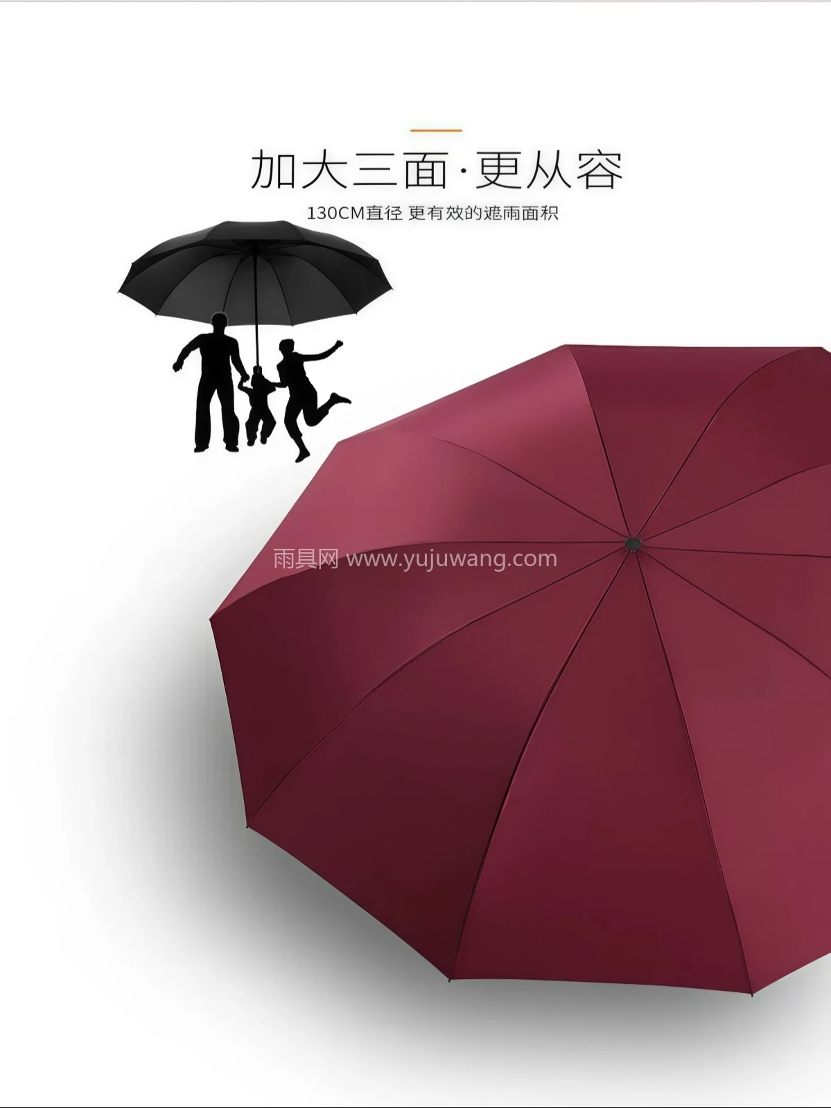 新款雨伞超大加大号三折叠双人三人男女晴雨两用遮阳防紫外线伞 - 详情图