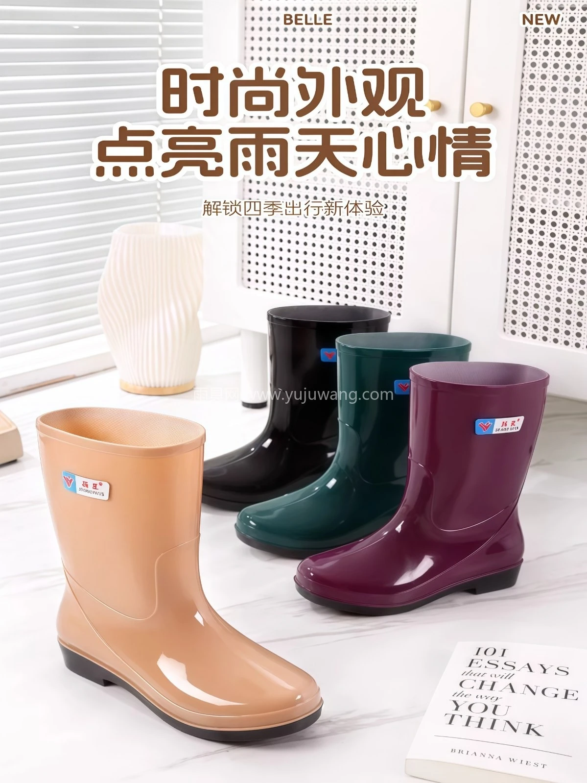雨鞋女款耐磨中筒水靴保暖防滑厚底雨靴软底休闲时尚成人水鞋女士 - 详情图