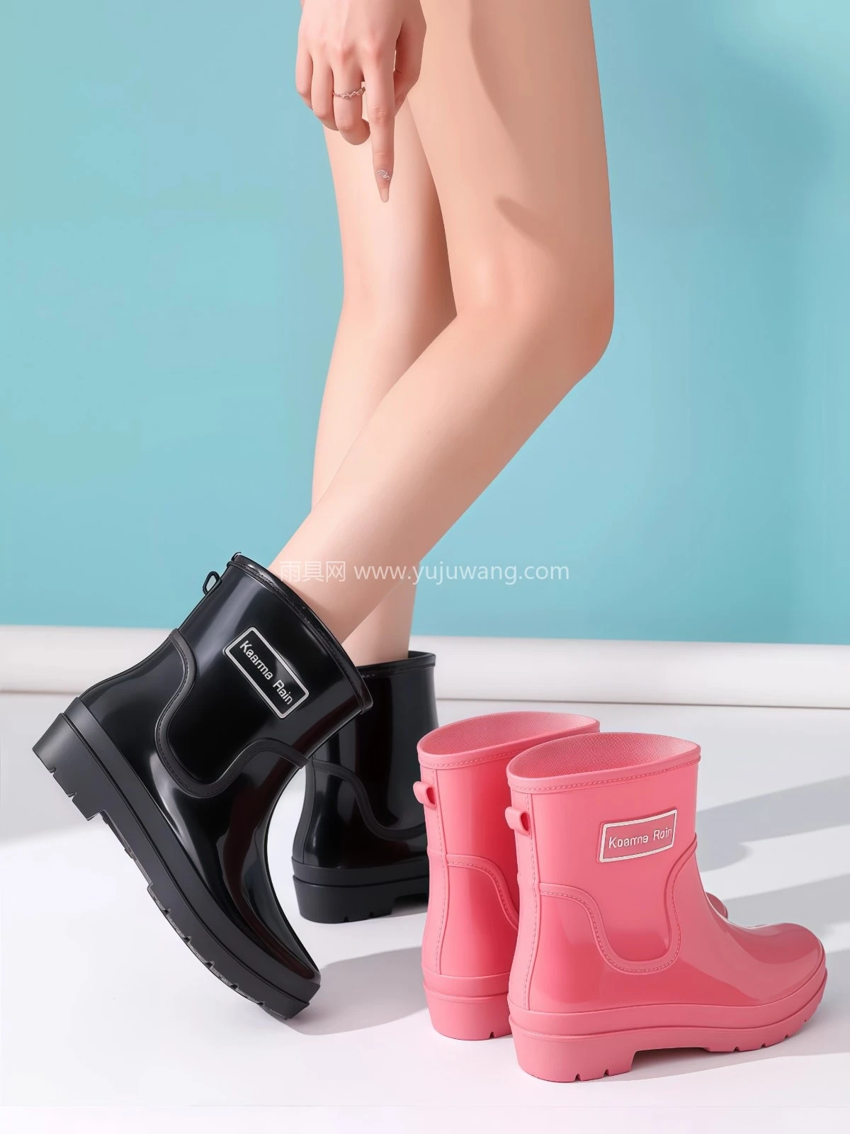 雨鞋女短筒春秋休闲韩版加棉保暖可拆洗车厨房厚底浅口低帮水靴女 - 详情图