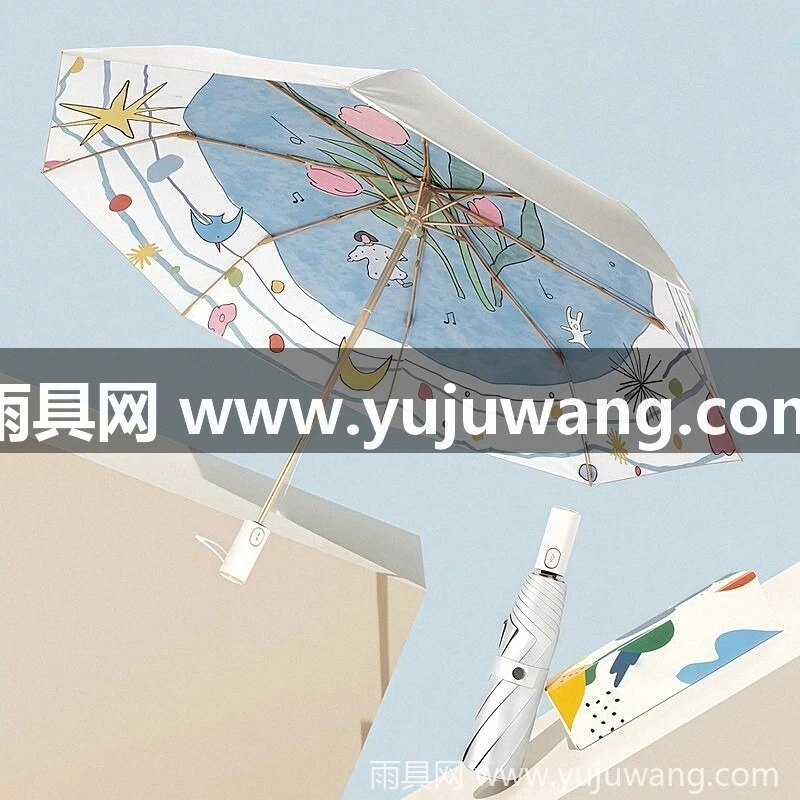 武汉雨具网·武汉太阳伞晴雨两用全自动银胶防晒防紫外线女便携折叠遮阳伞厂家·产品图3