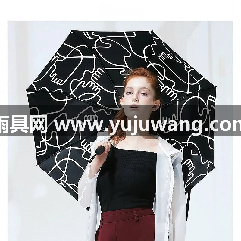 武汉雨具网·武汉全自动晴雨伞防晒防紫外线两用创意五折叠黑胶太阳伞女厂家·产品图2