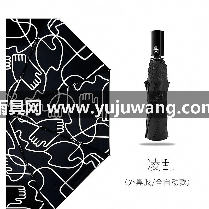 武汉雨具网·武汉全自动晴雨伞防晒防紫外线两用创意五折叠黑胶太阳伞女厂家·产品图6
