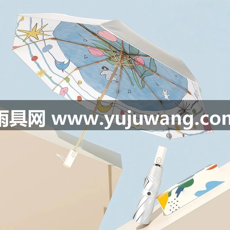 武汉雨具网·武汉太阳伞晴雨两用全自动银胶防晒防紫外线女便携折叠遮阳伞厂家·产品图3