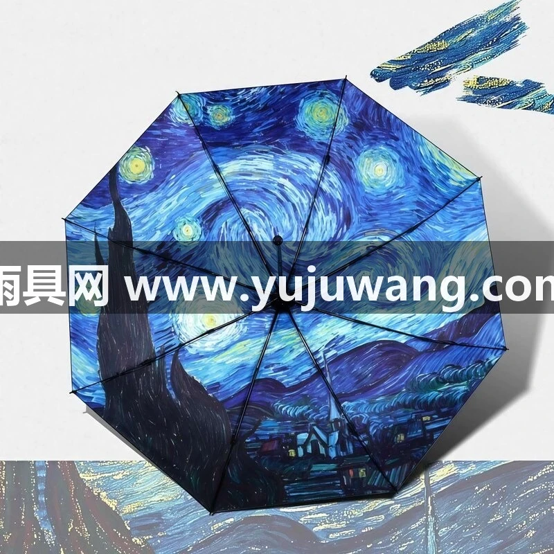 武汉雨具网·武汉全自动晴雨伞防晒防紫外线两用创意五折叠黑胶太阳伞女厂家·产品图3