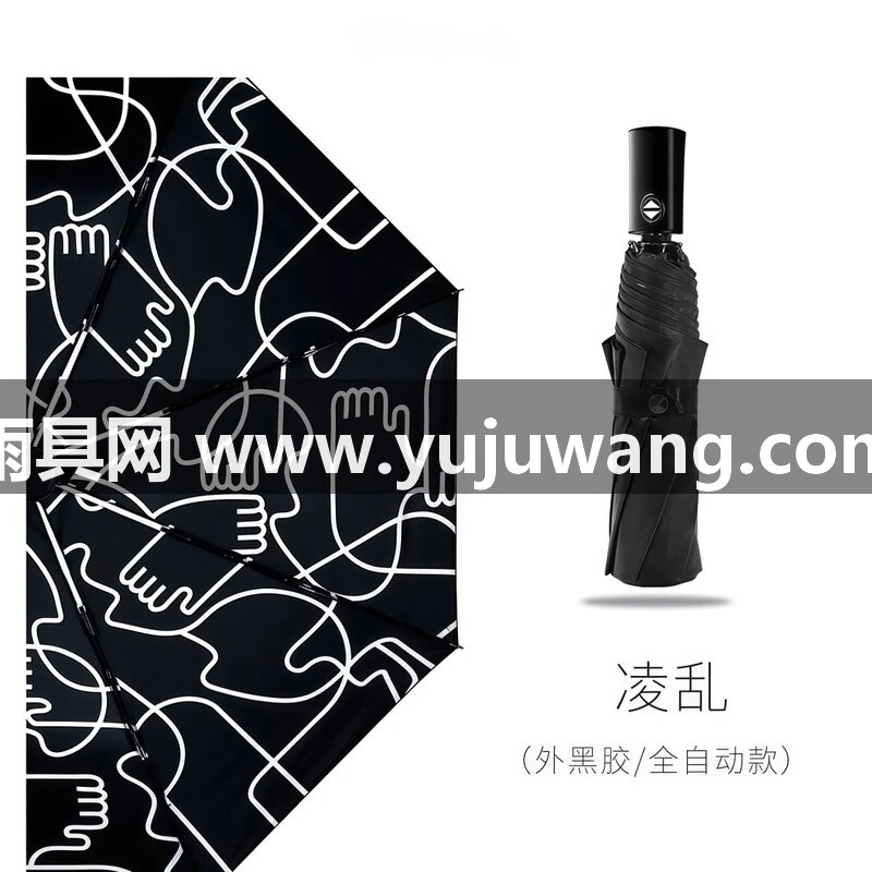 武汉雨具网·武汉全自动晴雨伞防晒防紫外线两用创意五折叠黑胶太阳伞女厂家·产品图6
