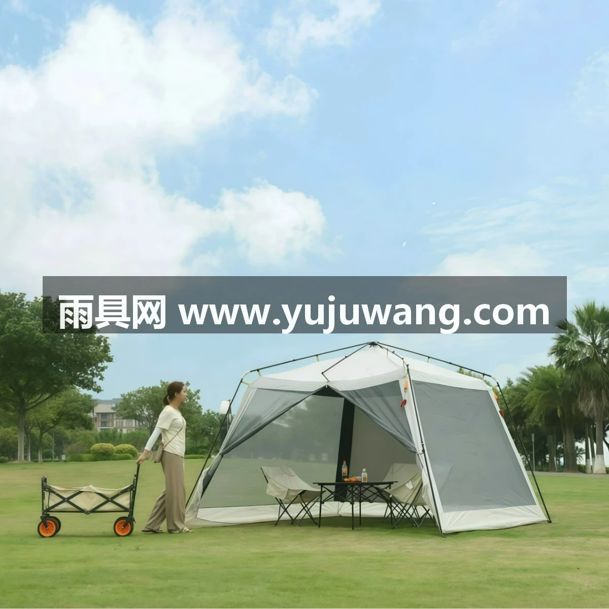 武汉雨具网·户外全自动速开钛黑胶遮阳篷防雨防蚊客厅帐露营凉棚穹顶天幕帐篷·产品图5