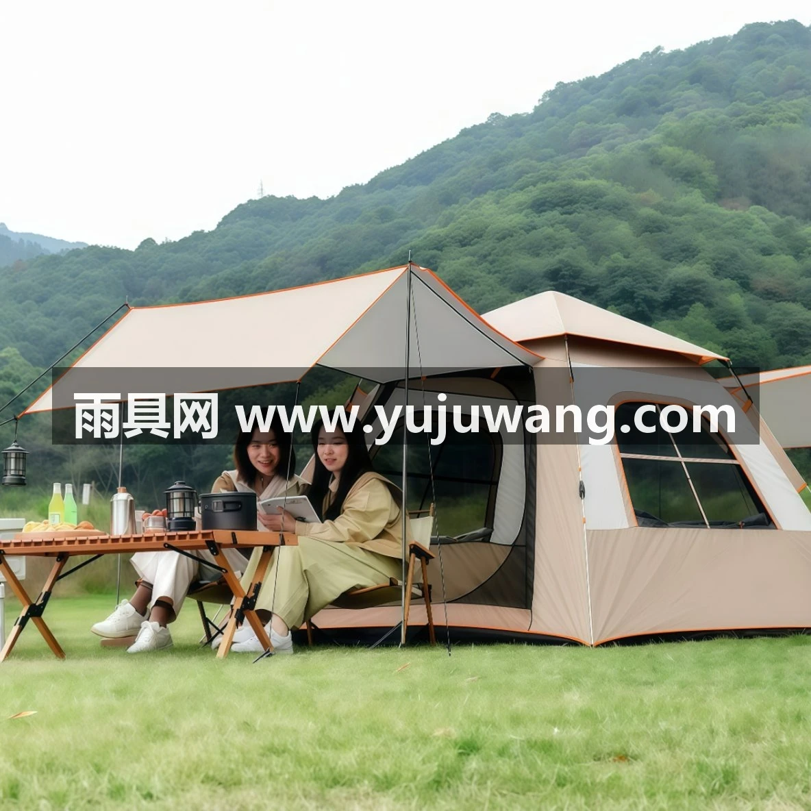 武汉雨具网·户外天幕帐篷二合一自动速开露营便携式折叠野营黑胶防晒·产品图6