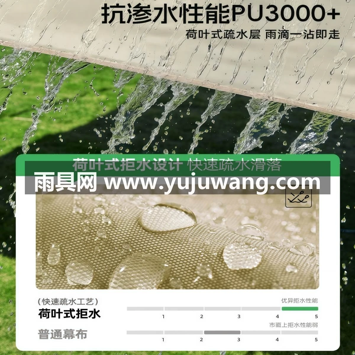 武汉雨具网·黑胶天幕帐篷户外露营装备野营野外野餐防晒防雨遮阳棚布·产品图3