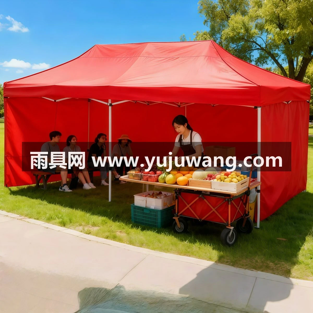 武汉雨具网·摆摊专用帐篷四角防风加厚透明围挡风防雨户外棚子折叠式·产品图3
