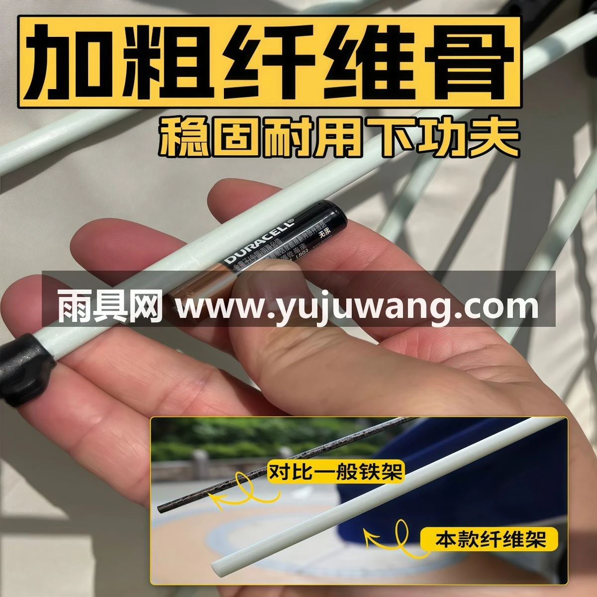 武汉雨具网·新品【强韧纤维骨】卡其太阳伞户外广告摆摊露营沙滩折叠遮阳大伞·产品图3