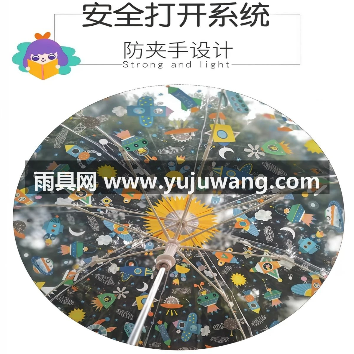 武汉雨具网·儿童雨伞透明女孩小学生幼儿园宝宝可爱轻便安全长柄伞2-8岁·产品图6
