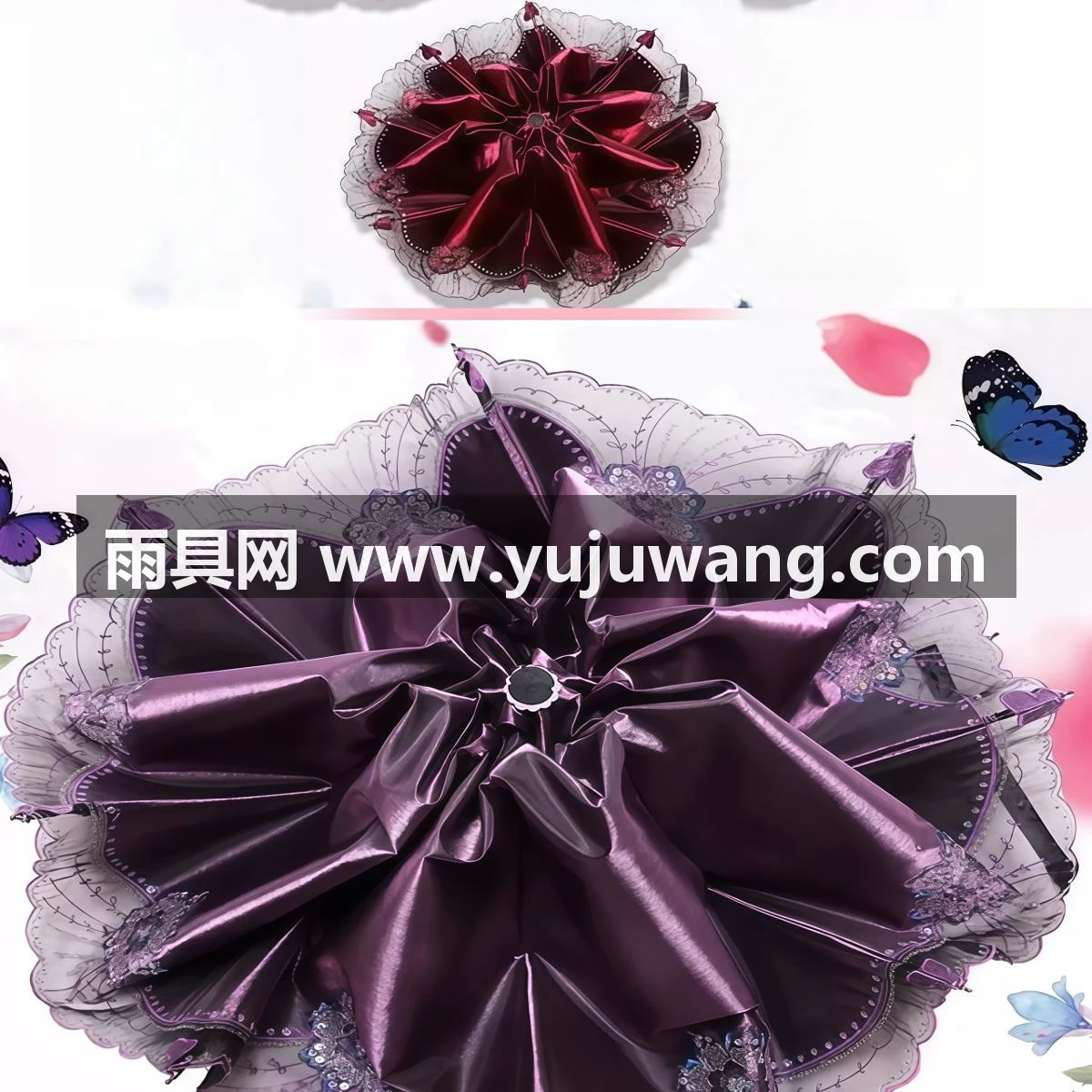武汉雨具网·黑胶雨伞蕾丝伞太阳伞防晒防紫外线遮阳伞女折叠手动晴雨伞·产品图2