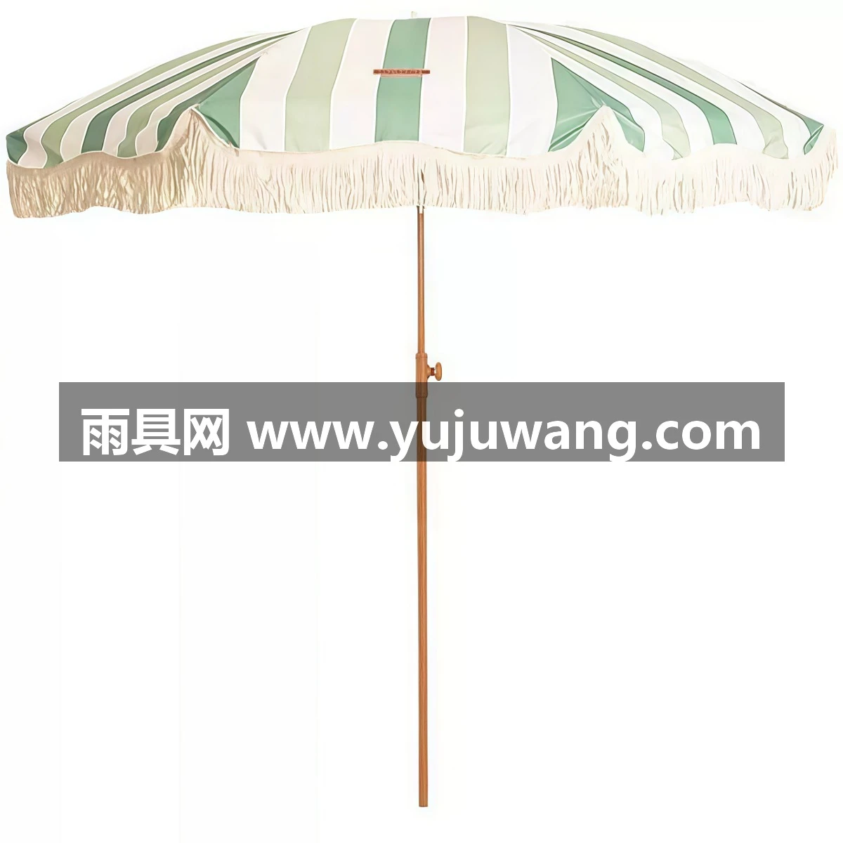 武汉雨具网·新款户外防晒绿白条纹流苏沙滩伞露台花园休闲庭院拍照遮阳伞·产品图5