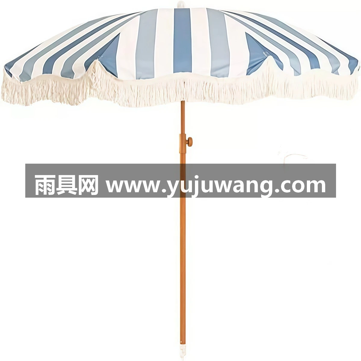 武汉雨具网·新款户外防晒绿白条纹流苏沙滩伞露台花园休闲庭院拍照遮阳伞·产品图6