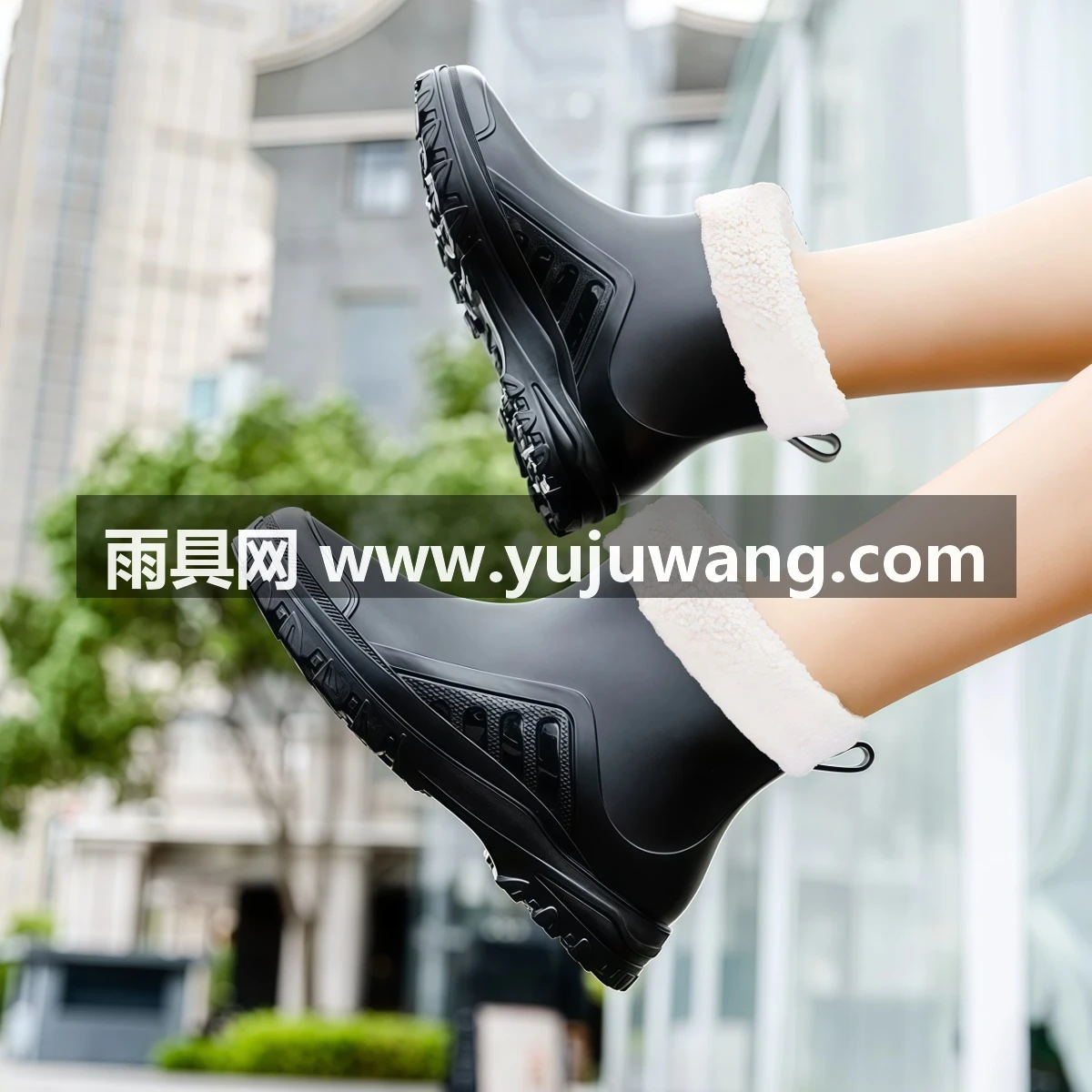 武汉雨具网·德系雨鞋女款防滑加厚中短筒雨靴加绒舒服防水洗车厨房低筒水胶鞋·产品图4