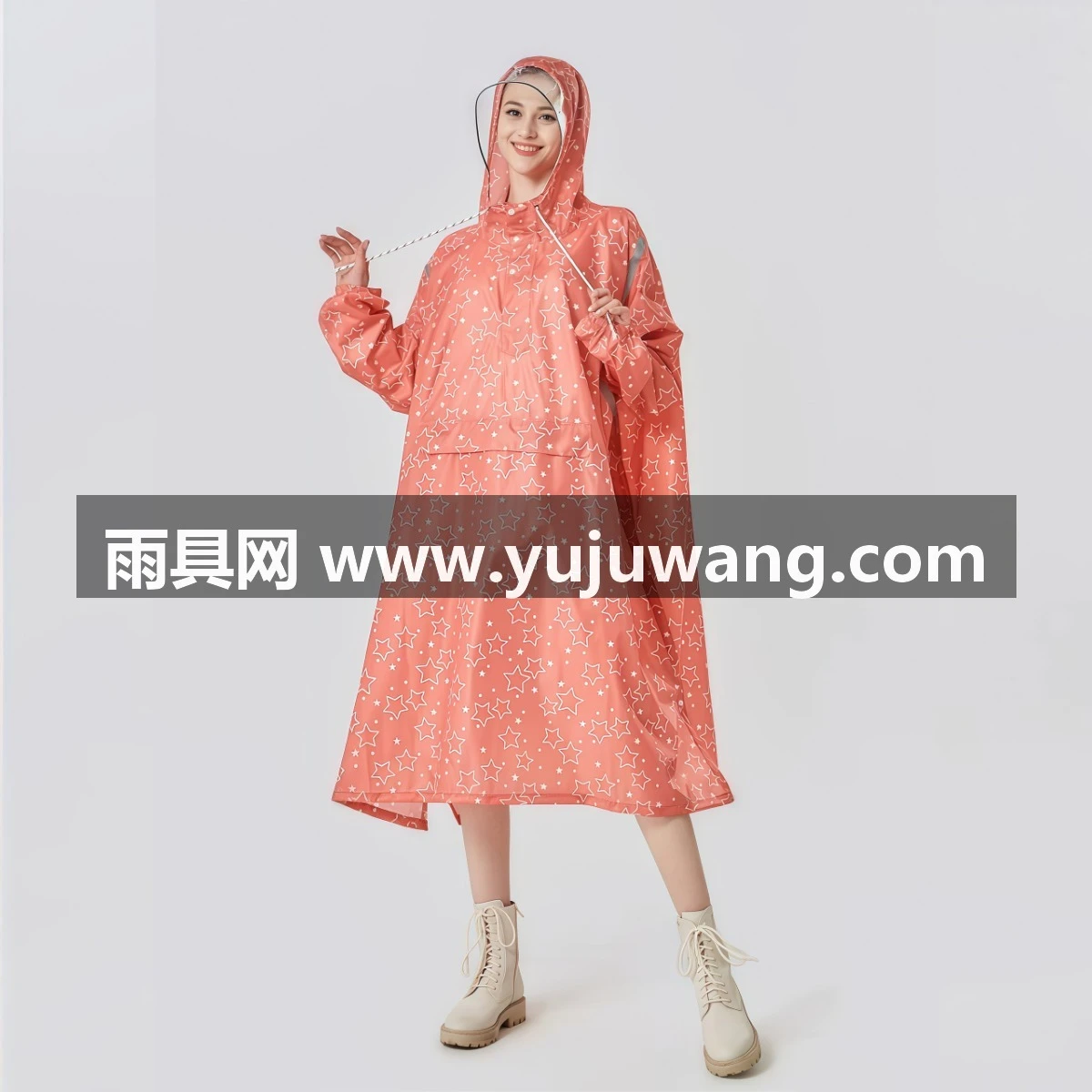 武汉雨具网·雨衣成人男女长款户外徒步旅游骑行背包反光雨披复古元素·产品图2