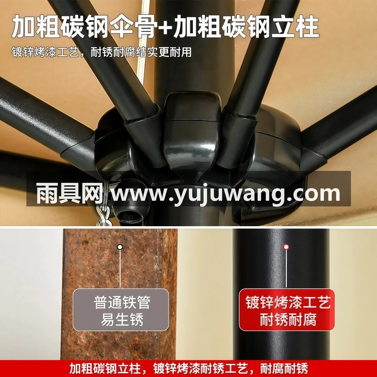 武汉雨具网·户外小型遮阳伞靠墙半边侧边庭院遮阳伞阳台绿植遮阳小罗马伞·产品图6