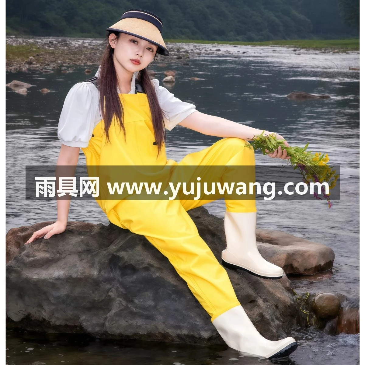 武汉雨具网·女下水裤背带抓捕鱼沙滩雨鞋下半身防水成人赶海连体雨裤涉水衣服·产品图5