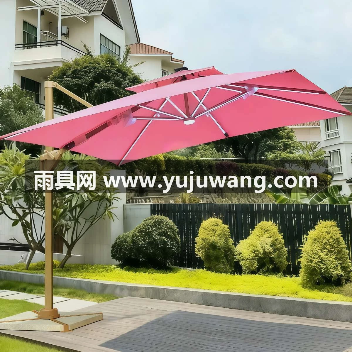 户外粉色方形遮阳伞酒店别墅门口伞物业伞彩色定制罗马伞2米5大伞