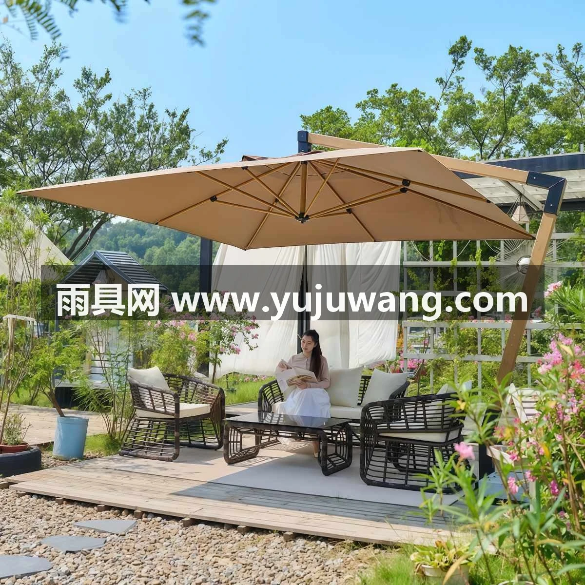 武汉雨具网·户外商用遮阳伞庭院花园咖啡厅商铺门口吊伞酒店罗马伞太阳伞·产品图2