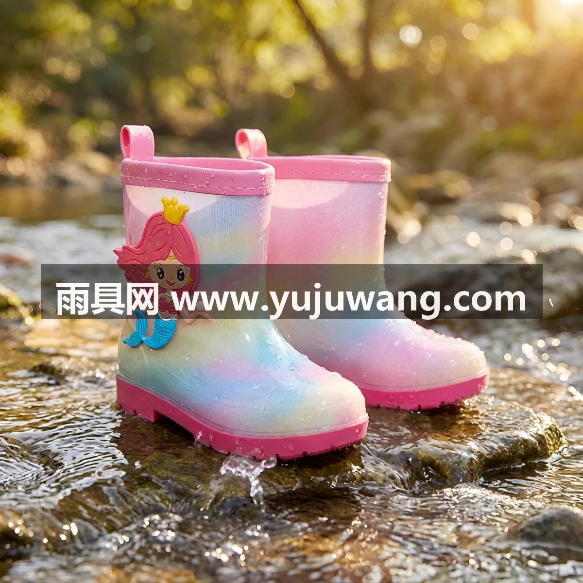 武汉雨具网·儿童雨鞋公主女童幼儿园宝宝防滑雨靴水鞋小孩加绒水靴可爱彩虹·产品图5