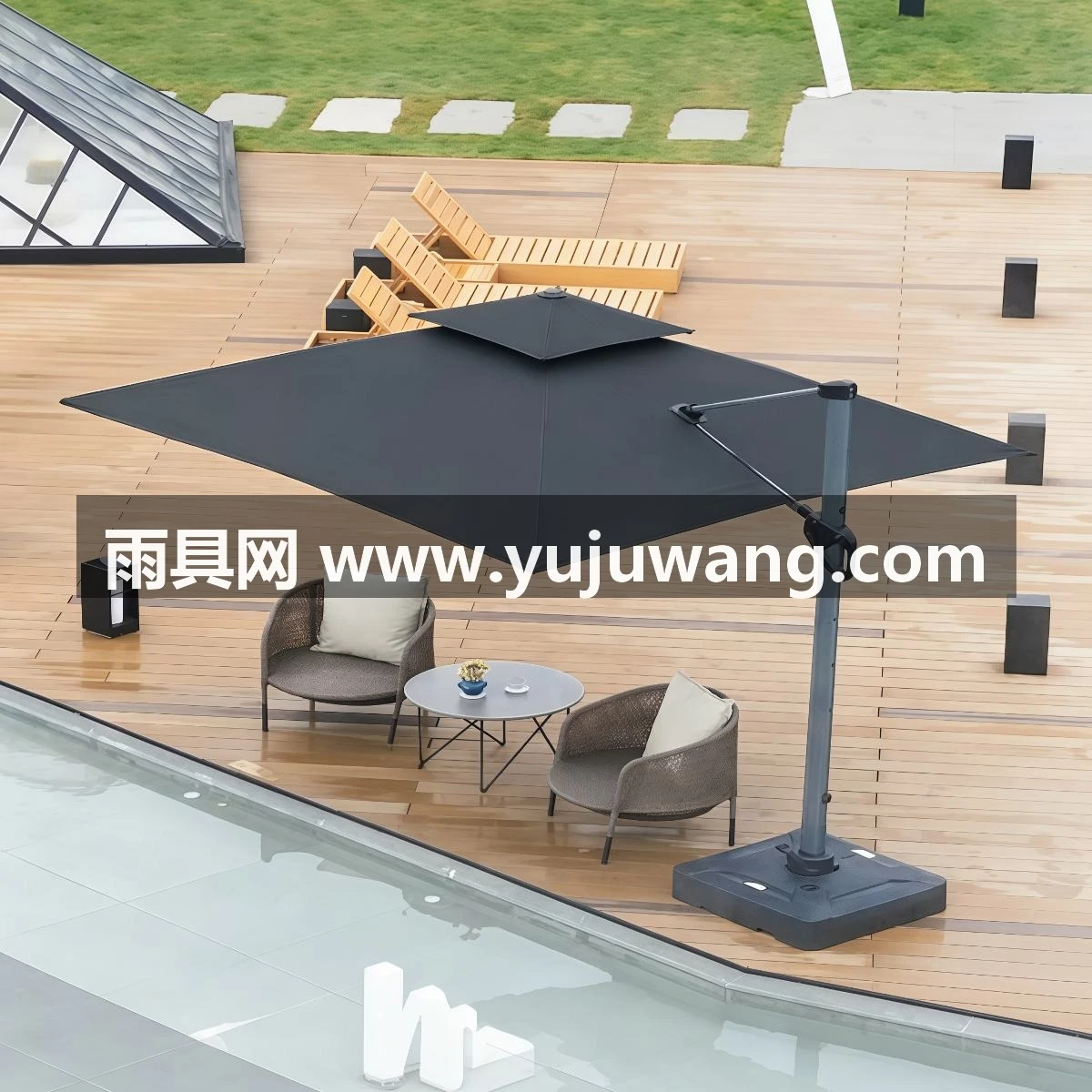 武汉雨具网·户外遮阳伞商用高端花园庭院伞大太阳伞别墅户外伞罗马伞黑色·产品图6