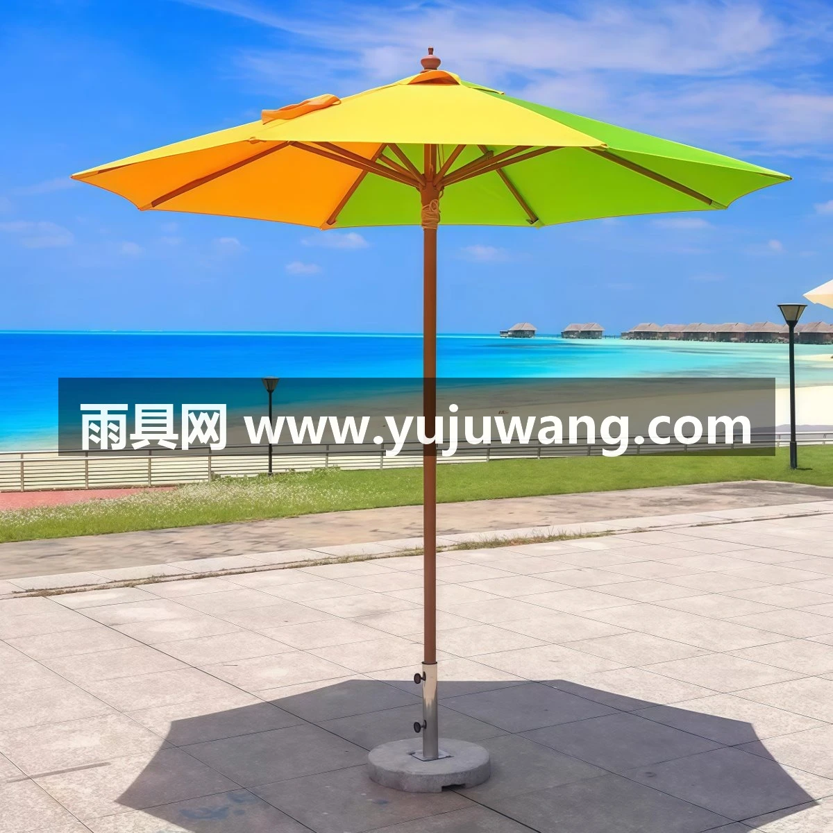 武汉雨具网·户外遮阳伞海边沙滩网红太阳伞拼色中柱伞别墅民宿酒店泳池大型伞·产品图6