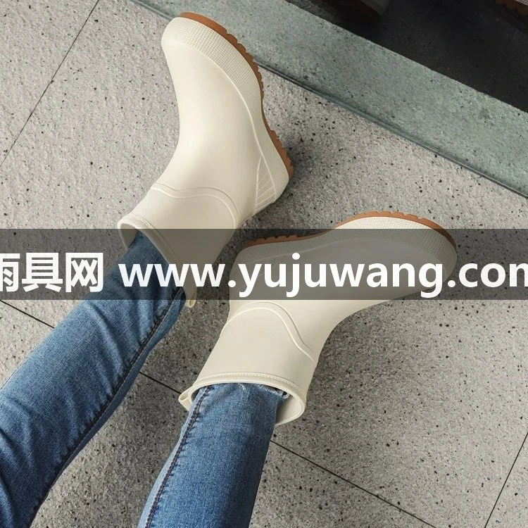 武汉雨具网·雨鞋女款中筒雨靴加绒水鞋新款防水防滑胶鞋厨房洗车工作短筒水靴·产品图4