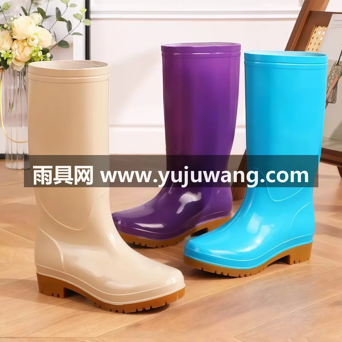 武汉雨具网·大号女款高筒雨靴防滑牛津底厨房防水工作胶鞋耐磨水鞋·产品图4