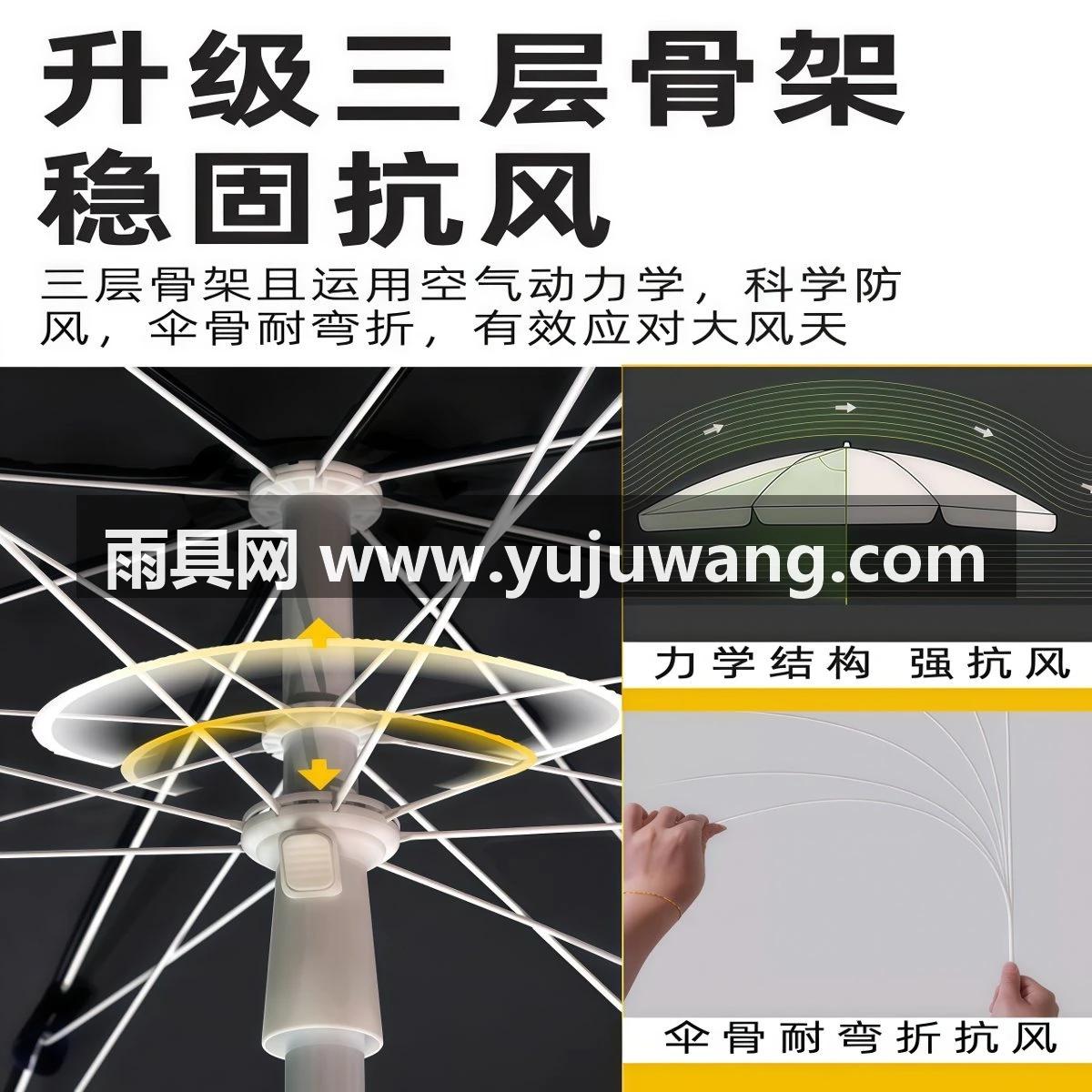 武汉雨具网·黑胶遮阳伞户外庭院伞太阳伞大号摆摊专用雨伞沙滩长柄伞广告定制·产品图4